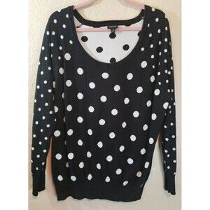 Torrid Womens Black White Polka Dot Long Sleeve Sweater Sz 2X